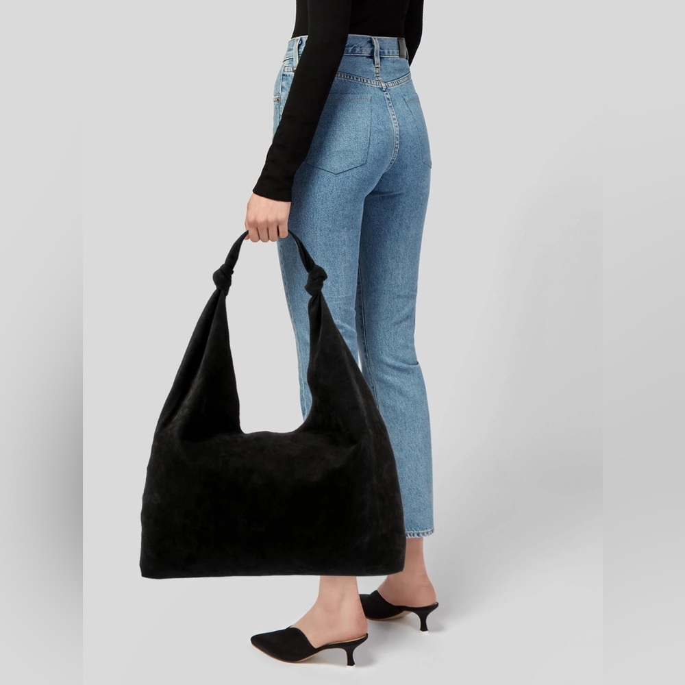 The Row Suede Double Knot Bindle Bag in Black